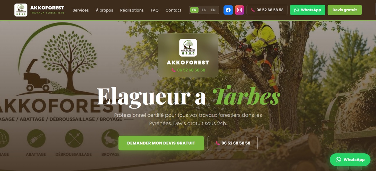 Capture d'écran du site akkoforest.fr
